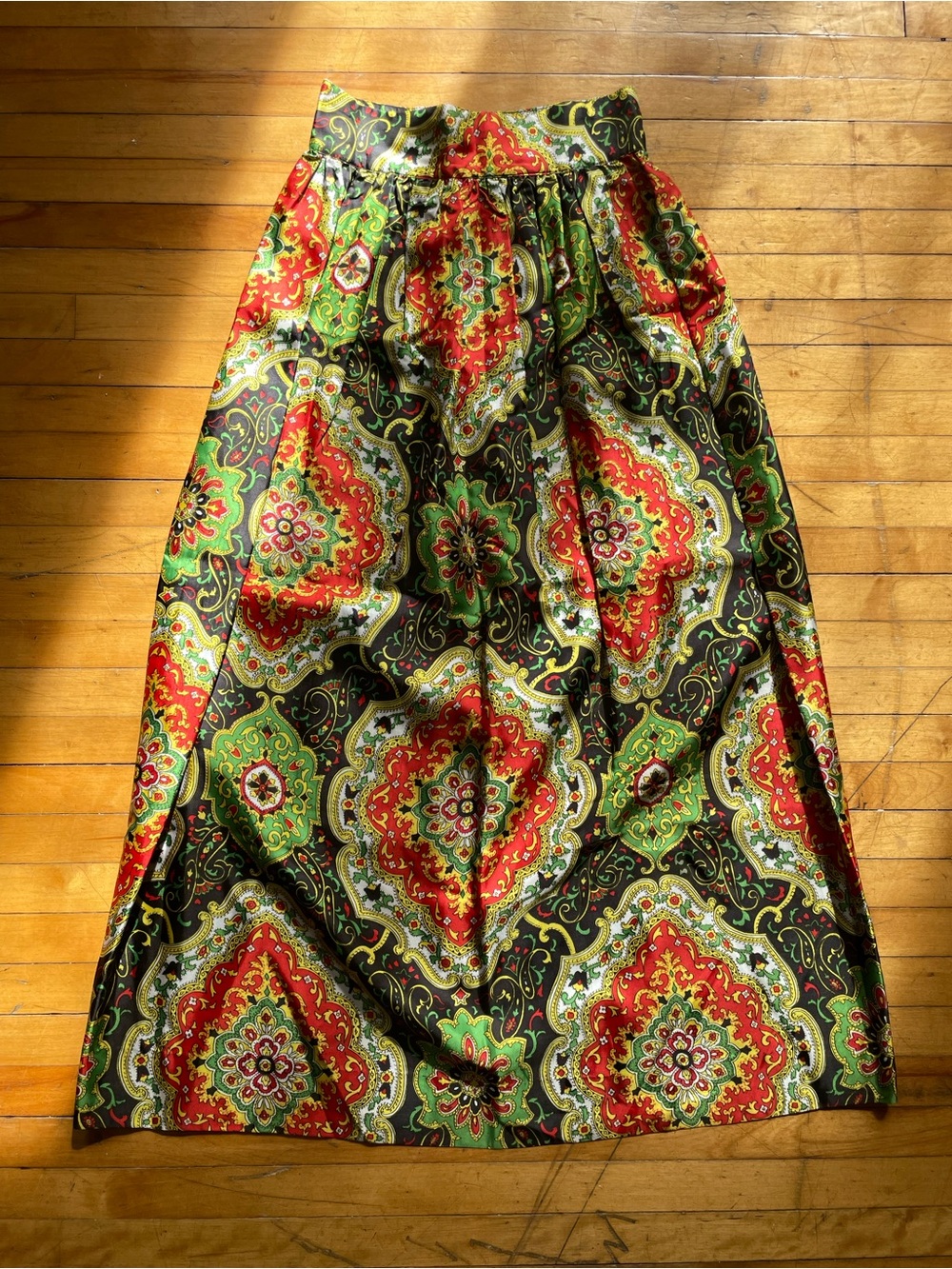 1960's 70's Acetate Paisley Psychdelic Maxi Skirt
